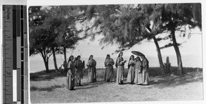 Maryknoll Sisters on the beach at Haleaha, Oahu, Hawaii, 1929