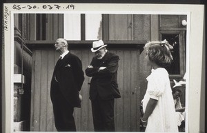 Pastors Buxtorf and Staehelin, in Staehlin's garden, mission festival, 1942