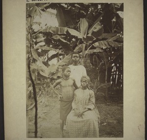 Bebe Eleme, a teacher in Cameroon with his sister and fiancée