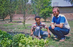 DSM Missionary Bent Bøndergaard, leader of the KISC Boarding Department with a local employee