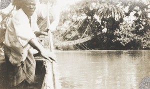 Bridge of tie-tie (raffia) over river Imo, Nigeria, ca. 1924