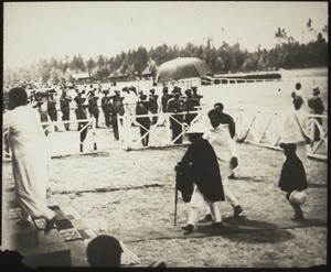 Emperor Haile Selassie with his son Makonnen, Prince of Harrar (at the races)