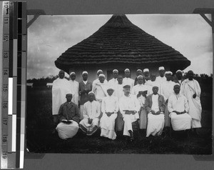 Brother Löbner and evangelists, Sikonge, Unyamwezi, Tanzania, 1911