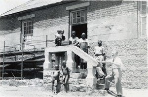 M. Lukas and blacksmith apprentices in Leloaleng