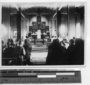 Bishop James A. Walsh, MM says Mass at Yangjian, China, 1931