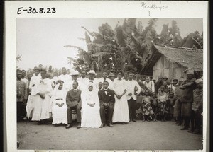 Bridal couple and wedding guests in Bowen (?)