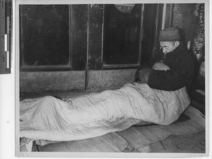 A homeless man at Shanghai, China, 1948