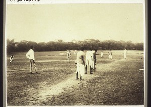 Pupils of the high school playing cricket. Udapi