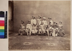 Group portrait of Rajah of Savant Wadi and his Sirdars, India, ca. 1880-1890