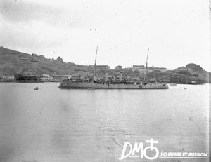 Ship in a bay, ca. 1896-1911