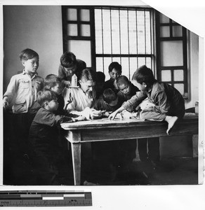 Fr. Anthony Karlovecius with students at Dubang, China, 1943