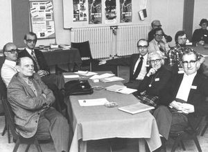 Council meeting in 1977 in Nyborg. From left: Pastor Pontoppidan Thyssen, pastor Mogens Breiner