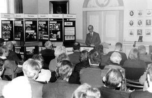 Circuit Federation president meeting in 1984 on the DMS. On the rostrum is the chairman Bishop