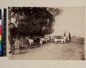 Missionary party halted by roadside, India, ca.1880-1890