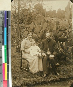 Magdalene and Andreas Pedersen together with their son Erling, Madagascar, ca.1916