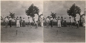 Croquet game in front of the