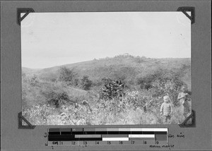 Distant view of Rutenganio mission station, Nyasa, Tanzania, 1898