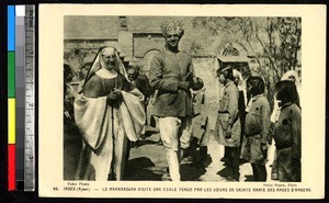 Maharajah visiting a school, Ajmer, India, ca.1920-1940