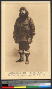 Missionary father dressed in cold-weather clothing, Canada, ca.1920-1940