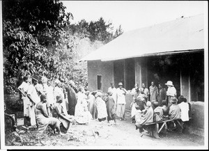 Patients waiting for treatment at the hospital, Mbaga, Tanzania, ca. 1927-1938