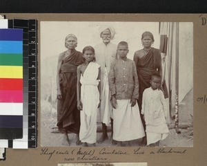 Group portrait of indigenous Christians, Coimbatore, India, ca. 1900-1910