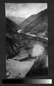 Mountainous river valley, Sichuan, China, ca.1900-1920