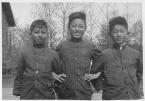 Three of the smallest boys from the school in Pitsaikou