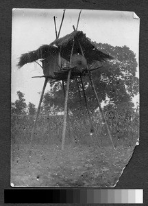 Watchtower near cornfield, Sichuan, China, ca.1900-1920