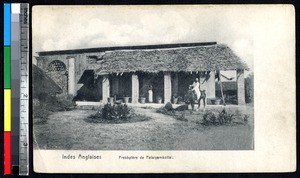 Presbytery and a man on a horse, Palayankottai, India, Asia, ca.1920-1940