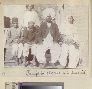 Panjabi elders with family, Punjab, ca. 1888-1929