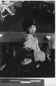 A child at the Japanese Mission Kindergarten at Fushun, China, 1937