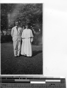 Maryknoll Sister with her Priest brother,at Kaying, China, 1936