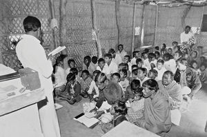 Church service at the Bangladesh Lutheran Church/BLC. Following local habits the congregation i