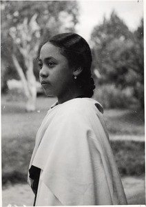 Young hova girl with a lamba, in Madagascar