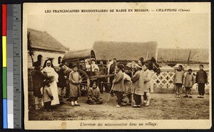 Missionary sister arrives at village, China, ca.1920-1940