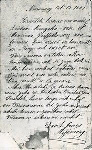 Letter of the british missionary David Jones