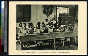 Students at work in the classroom, Gabon, ca.1900-1930