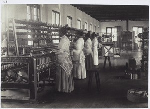 The hall for spinning and reeling in the weaving works in Cannanore