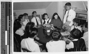 Sr. Mildren Fritz, MM, and the Maryknoll School student council, Honolulu, Hawaii, 1942