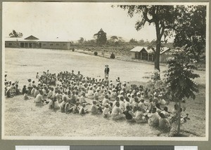 Sunday school class outside, Chogoria, Kenya, 1937