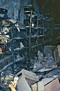 DMS Bookshop blev brændt ned under lokale uroligheder i Crater, Aden den 17. juni 1967