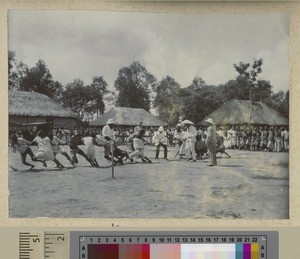 Tug of war, Livingstonia, Malawi, 1905