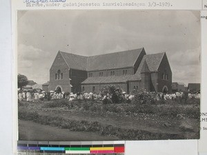 Exterior view of church on inauguration day, Antsirabe, Madagascar, 1929-03-03