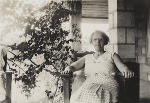 E.G on veranda, Ama Achara, Nigeria, ca. 1934