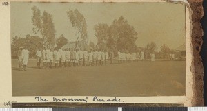 Morning parade, Maseno, Nyanza province, Kenya, 1918