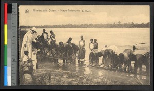 People washing clothes outdoors, Congo, ca.1920-1940