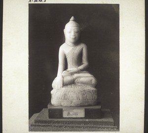 Buddha, after alabaster figurine in the Mission Museum