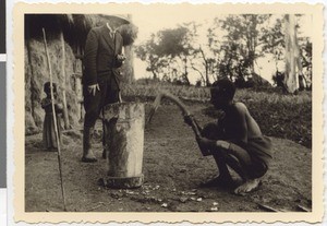 Cutting a pestle, Welega, Ethiopia, 1952