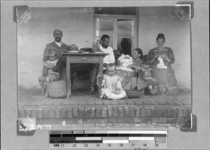 Missionaries Emil and Traugott Bachmann with their families, Mbozi, Tanzania, ca. 1908-1916