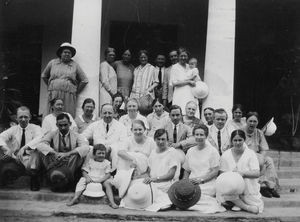 Missionaries in Cuddalore, March 23, 1927. Back row. Helga Ramlau, guest Miss. Bird, Karen Marg